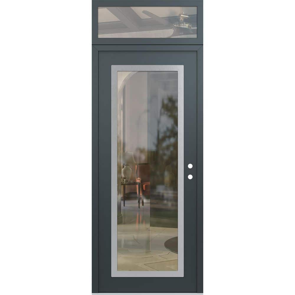 C1 36 in. x 96 in. Silver P Left-Hand/Inswing Clear Glass Anth/Anth Transom Steel Prehung Front Door price history on PriceWatchPro