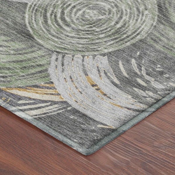 Mayfield Premium Machine Washable Abstract AMF2267 Green 9 ft. x 12 ft. Area Rug