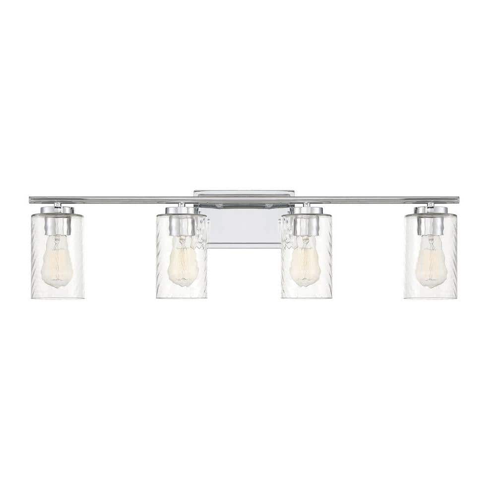 32 in. W x 8.63 in. H 4-Light Chrome Bathroom Vanity Light with Clear Cylinder Glass Shades price history on PriceWatchPro
