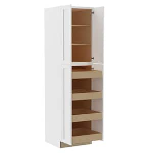 Washington Vesper White Plywood Shaker Assembled Utility Pantry Kitchen Cabinet 4 ROT Sft Cl 24 in W x 24 in D x 96 in H