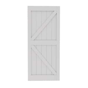 36 in. x 84 in. Paneled White Primed MDF British K-Shape MDF Sliding Barn Door with Hardware Kit Nickel-Plated