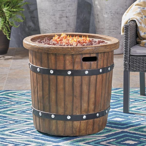 ToolCat 25 in. 40,000-BTU Round MGO Concrete  Outdoor Patio Fire Pit Table in Dark Brown