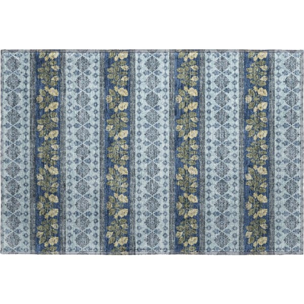 Mayfield Premium Machine Washable Abstract AMF2465 Navy 2 ft. x 3 ft. Accent Rug