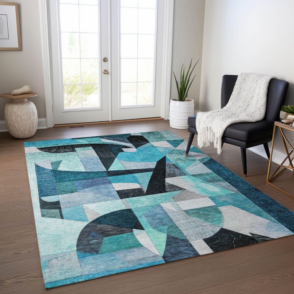 Chantille Machine Washable Indoor/Outdoor Abstract ACN1757 Teal 9 ft. x 12 ft. Area Rug price history on PriceWatchPro