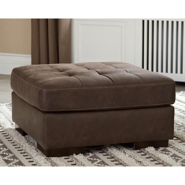 Maderla Brown Faux Leather Square Cocktail Medium Ottoman