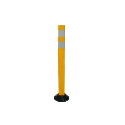 36 in. Yellow Delineator Post and Base with High-Intensity White Band