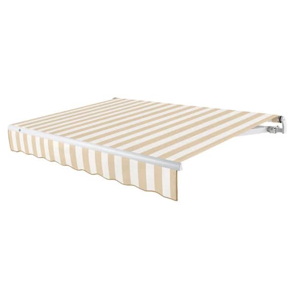 AWNTECH 24 ft. Maui Left Motorized Patio Retractable Awning (120 in. Projection) Linen/White