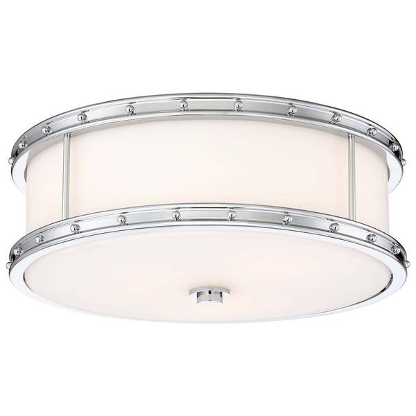 Minka Lavery 3-Light Chrome Flush Mount with Etched White Glass