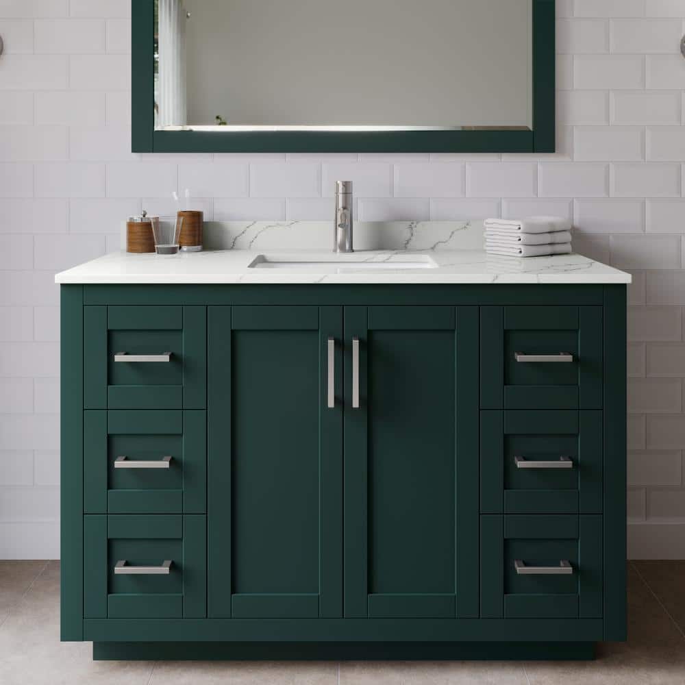 Miranda 48 in. W x 22 in. D x 33.75 in. H Single Bath Vanity in Green with Giotto Quartz Top price history on PriceWatchPro