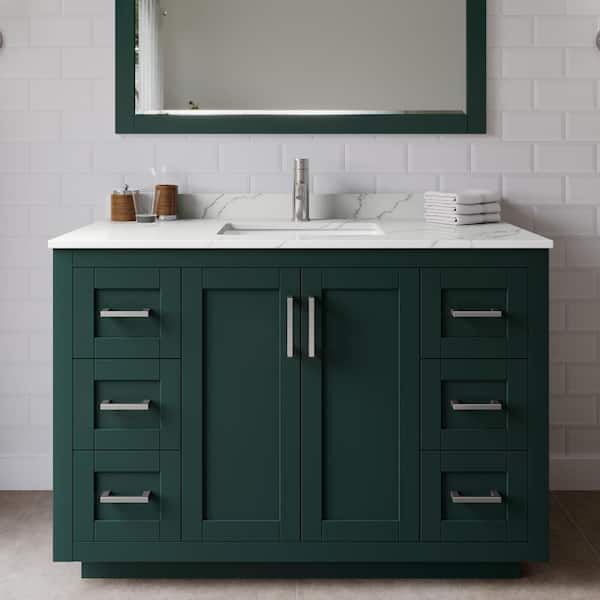 Wyndham Collection Miranda 48 in. W x 22 in. D x 33.75 in. H Single Bath Vanity in Green with Giotto Quartz Top