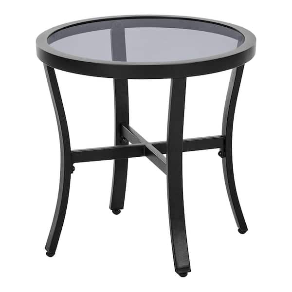 Black Round 18in Outdoor Accent Table