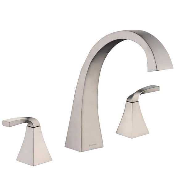Glacier Bay Leary Curve 2-Handle Deck-Mount Roman Tub Faucet in Brushed Nickel