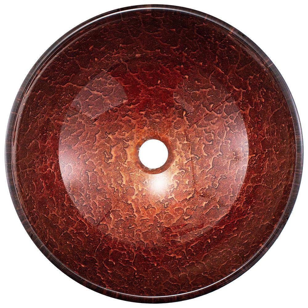 VIGO Mahogany Moon Tempered Glass Handmade Circular Vessel Bathroom Sink