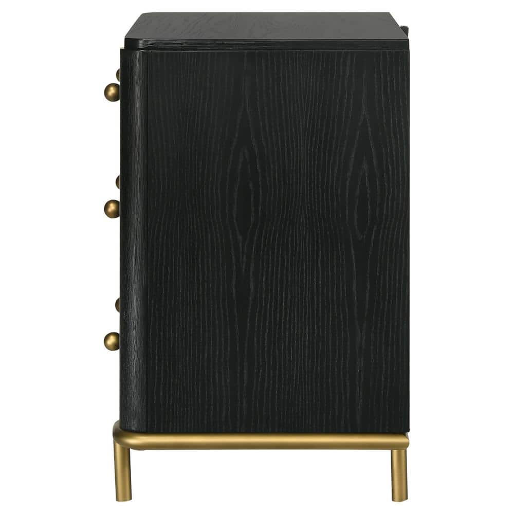 Arini Black 3-Drawer Nightstand with USB Port