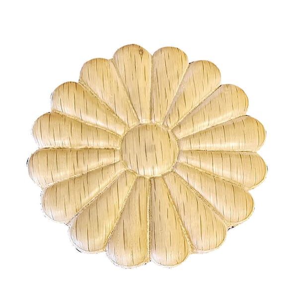 1/4 in. D x 1-1/2 in. W x 1-1/2 in. L Unfinished Red Oak Wood Daisy Applique