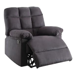 Gray Microfiber Manual Recliner with Tufted Back and Roll Arms