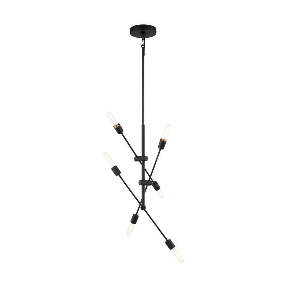 Midnight Black Adjustable Industrial 6-Light Chandelier