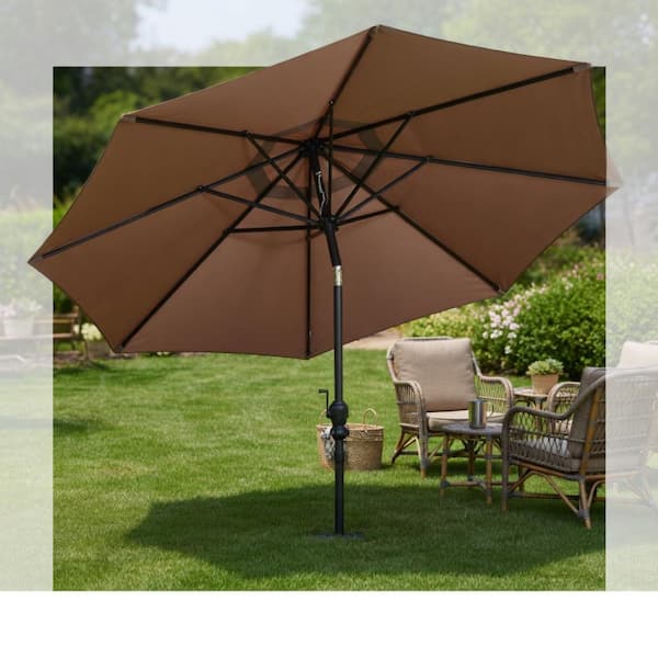 heavy duty crankin patio umbrellas Best Choice Products 7.5ft Heavy-Duty Round Outdoor Market Table Umbrella w/Steel Pole, Push Button Tilt, Easy Crank Lift Ideal for backyards 9 ft Crank Tilt Patio