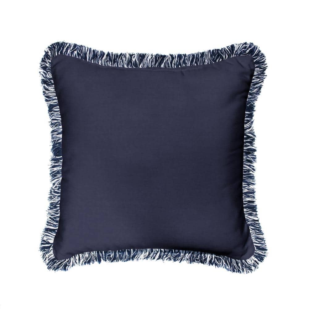 Sunbrella Canvas Navy Outdoor Fringe Throw Pillows