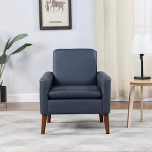 Faux Leather Accent Armchair 29 in. Wide Blue