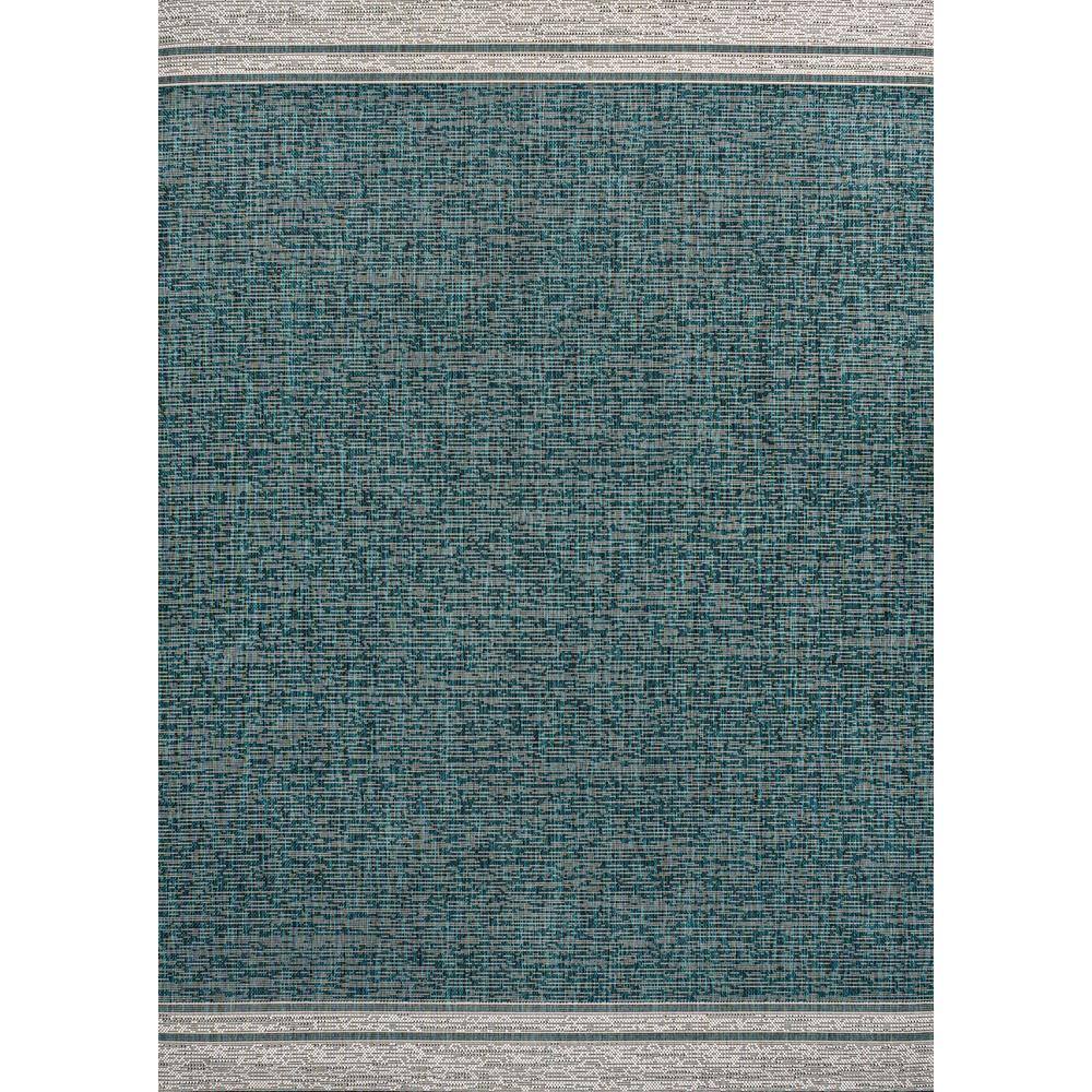 Turquoise and Cream 4' x 6' Solid Synthetic Area Rug