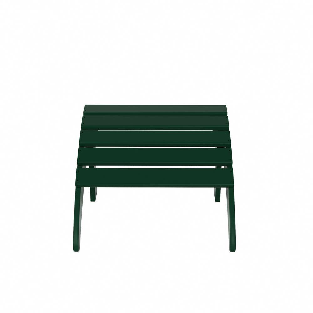 Dark Green HDPE Foldable Curved-Leg Outdoor Ottoman
