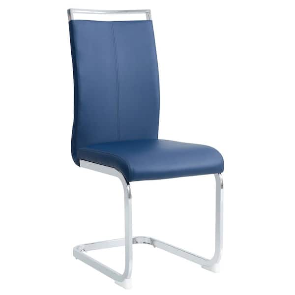 Modern Blue PU Leather High Back Upholstered Dining Armless Chairs with ...