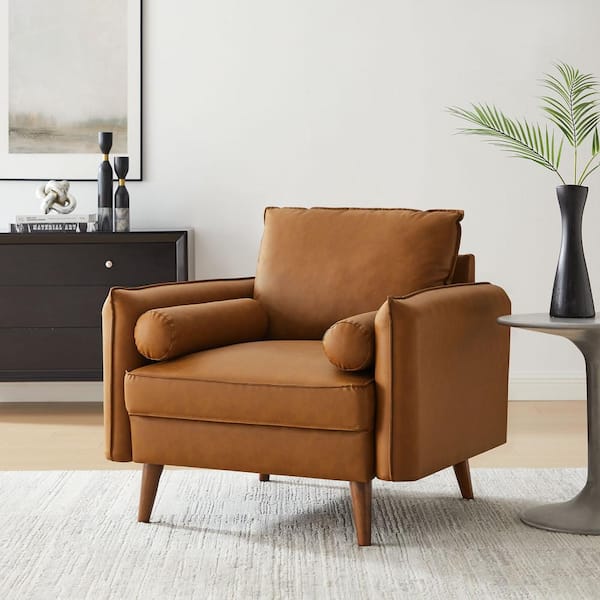 Revive Faux Leather Accent Armchair in Tan