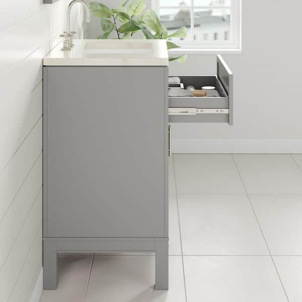 Cambridge 24 in. Single Sink Gray Bath Vanity with Bianco Bella Quartz Top (Assembled)