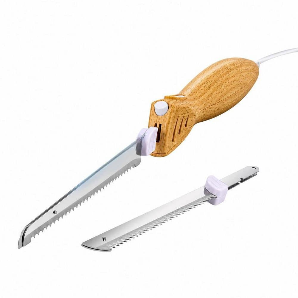 6.69 in. Stainless Steel Electric Knife with Ergonomic Handle for Meat, Bread, Turkey
