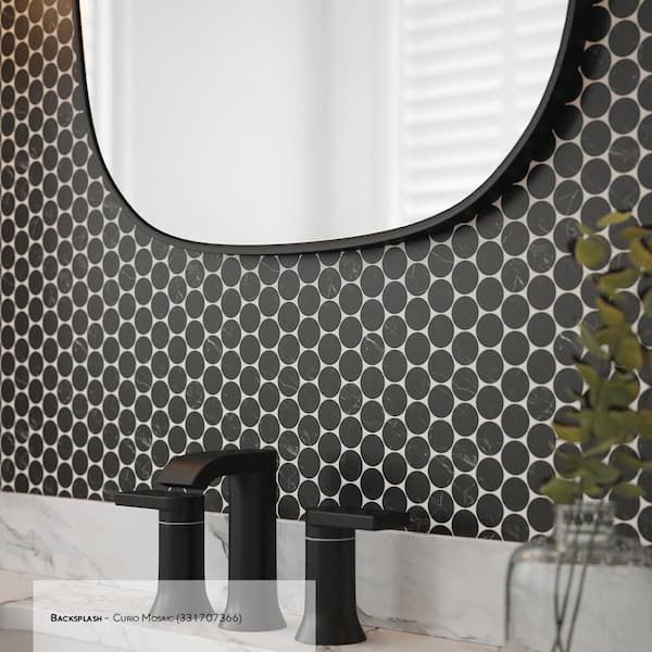 Curio Nero Marquina Black 11 in. x 12.75 in. Penny Polished Marble Wall and Floor Mosaic Tile (9.73 sq. ft. /Case)