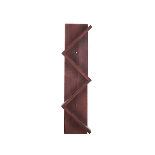 Unbranded 35.5 in. X 9 in. Wood Vertical Z-Wine Rackwall-Mounted Solid Wine Rack for Living Room, Kitchen, Walnut
