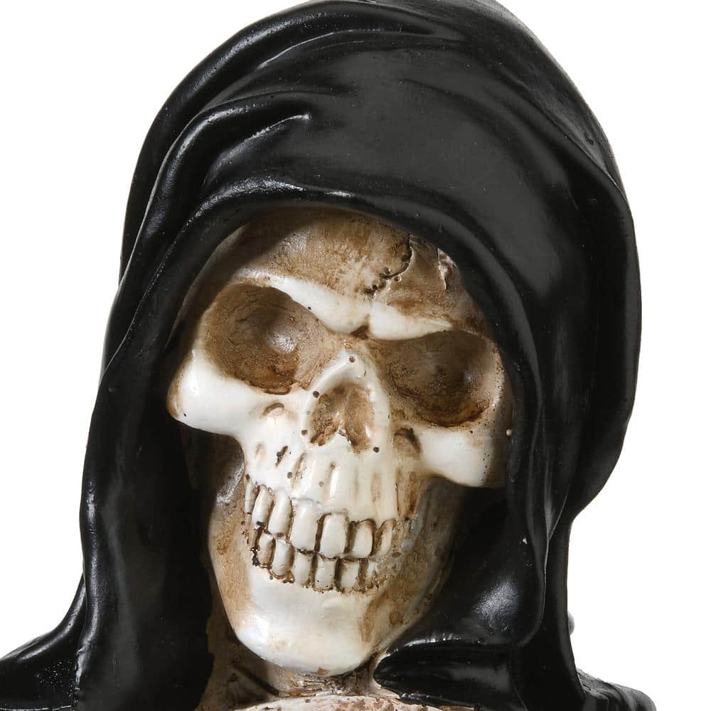 16" Black and Brown Resin Grim Reaper Skeleton Figurine
