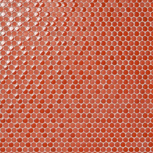 Ivy Hill Tile Contempo Orange Circles 11-1/2 in. x 12 in. 8 mm Polished and Frosted Mosaic Tile (0.96 sq. ft. )