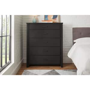 Stafford Charcoal Black 5-Drawer Chest of Drawers (48 in. H x 40 in. W x 20 in. D)