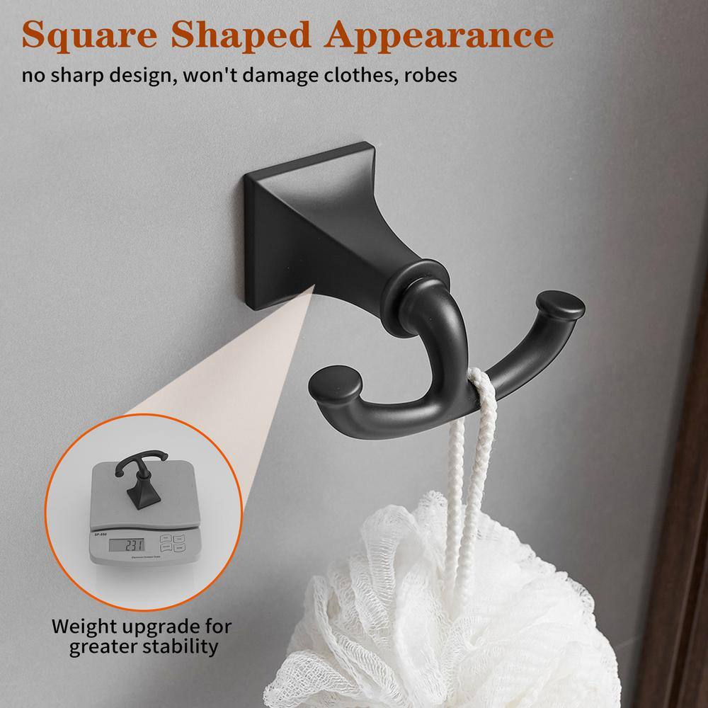 Matte Black 24-Inch Metal Bathroom Hardware Set with Towel Bar and Hook