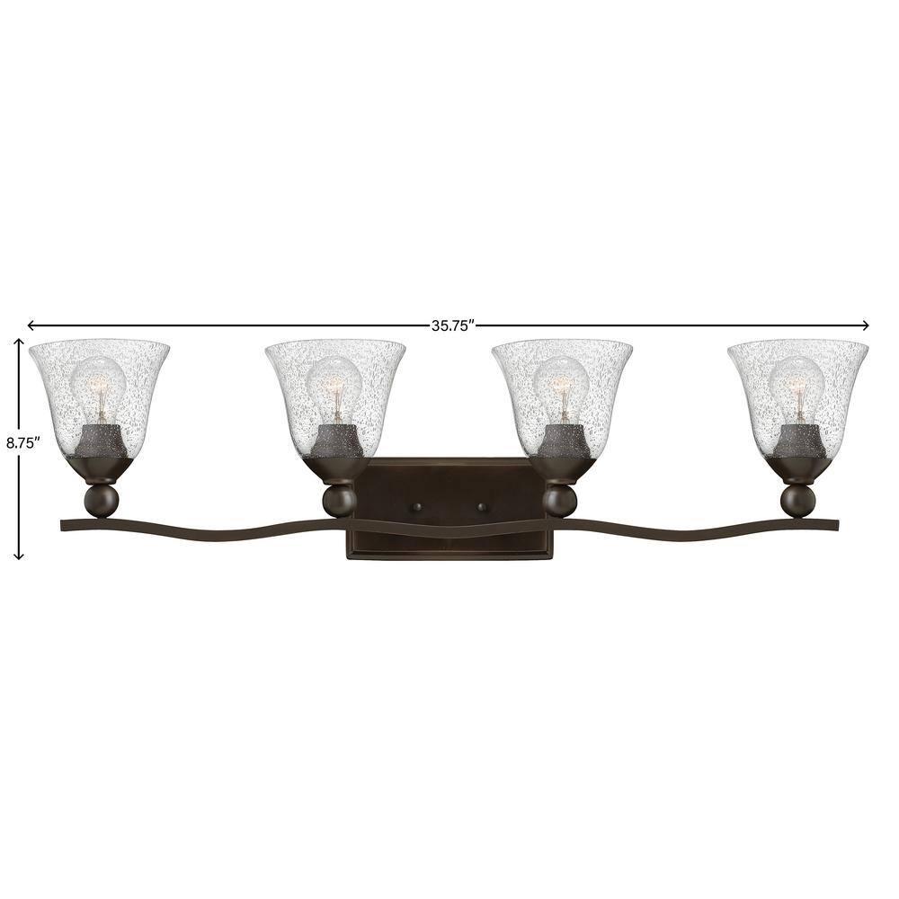 Bolla Olde Bronze 4-Light Bath Fixture with Clear Seedy Glass
