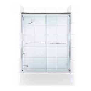 Paragon 1/4 Series 60 in. x 58 in. Semi-Framed Sliding Tub Door with Radius Curved Towel Bar in Chrome with Clear Glass