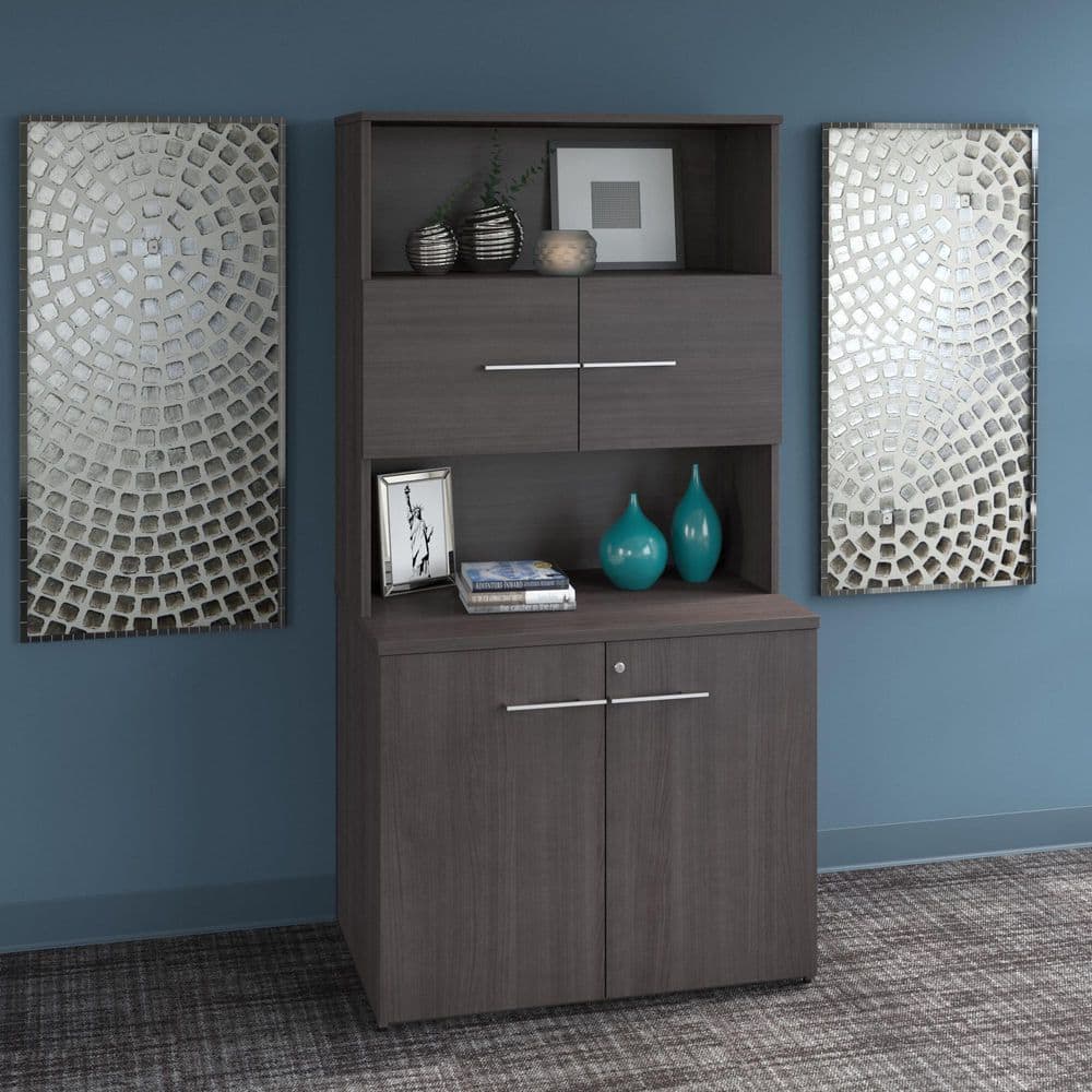 Office 500 Storm Gray 70 in. Accent Storage Cabinet with Doors and Shelves