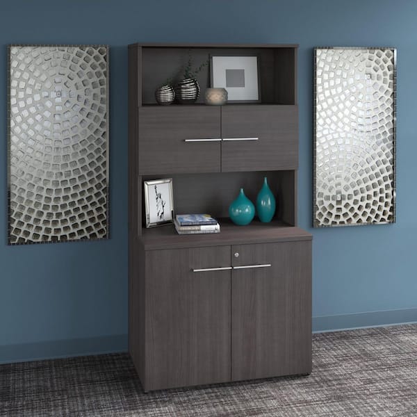 Unbranded Office 500 Storm Gray 70 in. Accent Storage Cabinet with Doors and Shelves