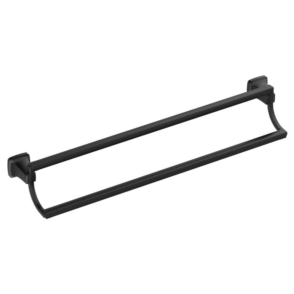 Townsend Matte Black 24-Inch Double Wall Mounted Towel Bar