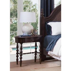 Rodanthe 30 in. W Tobacco Brown Oval Wood Accent Table with Turned Legs