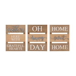 16 in. x 12 in. Tri-Panel 3-Piece Sentiment Decorative Sign Set