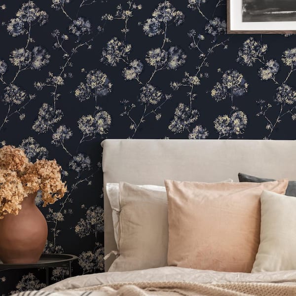 Midnight Sun-Bleached Floral Vinyl Peel and Stick Wallpaper Roll (Covers 28 sq. ft.)