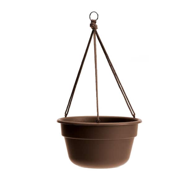 Bloem Dura Cotta 12 in. Chocolate Plastic Self Watering Hanging Basket Planter