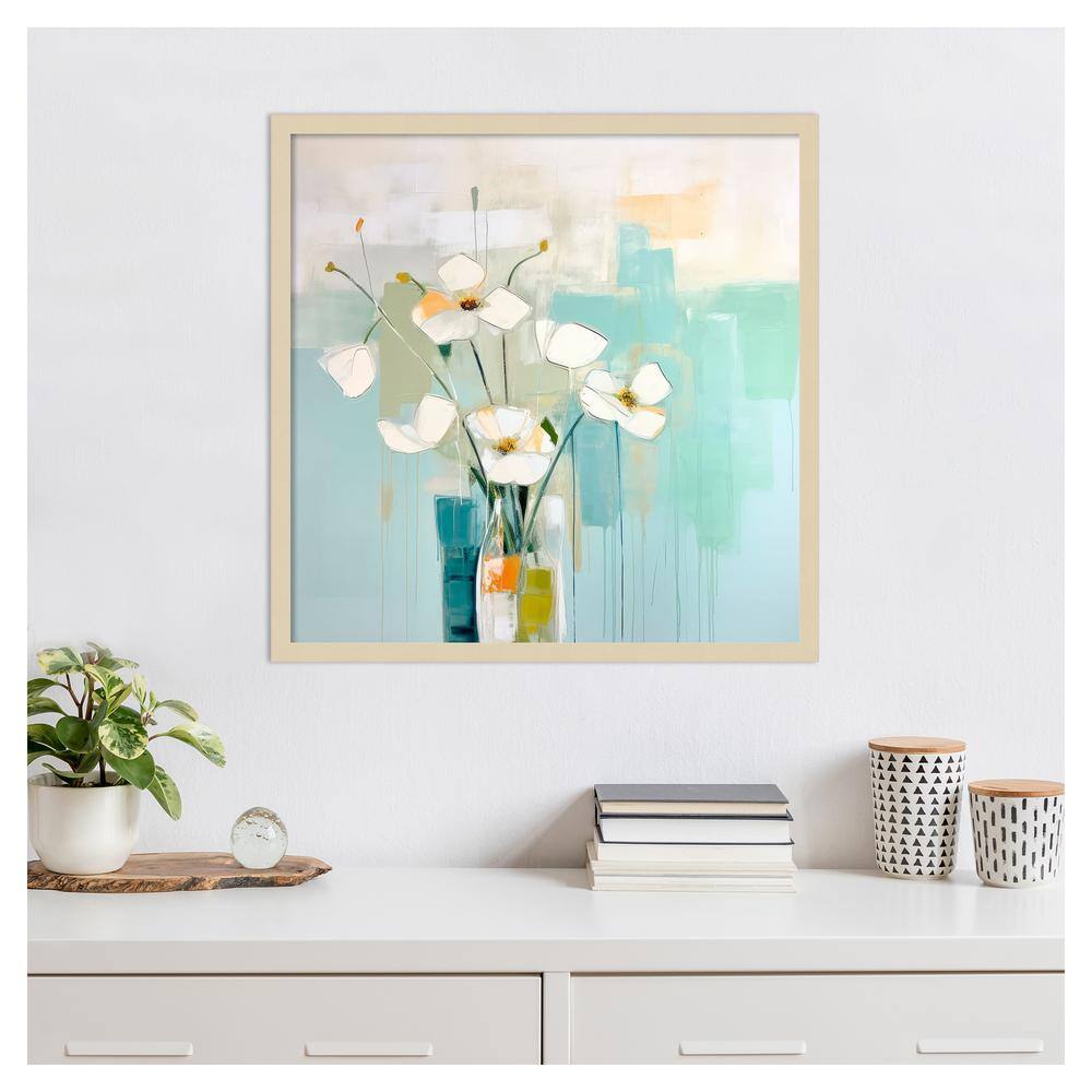 Svelte Natural 25"x25" Framed Abstract Floral Art Print