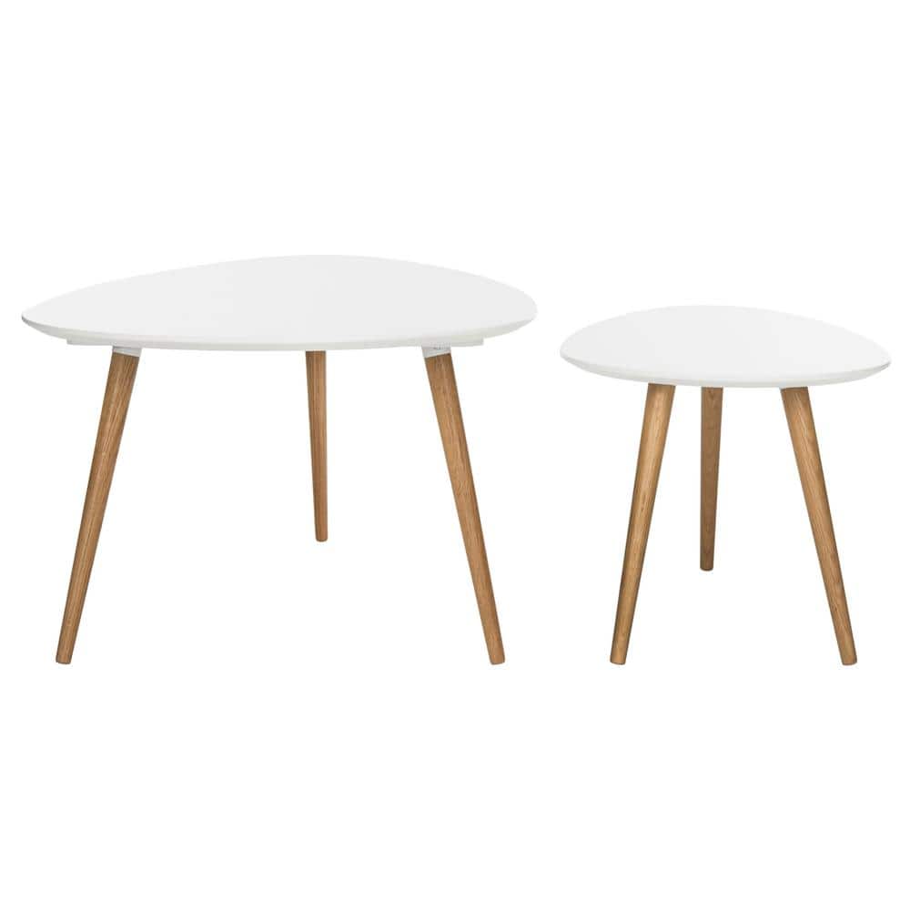 White and Natural Oak Split Coffee Table Set