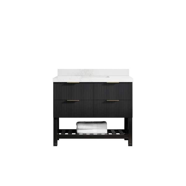 Willow Collections Catalina 42 in. W x 22 in. D x 36 in. H Bath Vanity in Black with 2" Empira Quartz Top