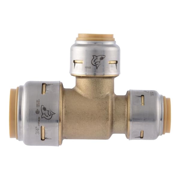 SharkBite Max 3/4 in. x 1/2 in. x 1/2 in. Push-to-Connect Brass Reducing Tee Fitting