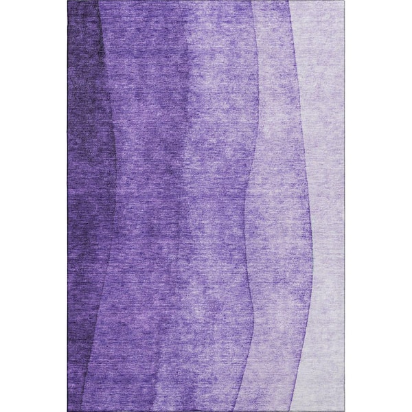 Mayfield Premium Machine Washable Indoor/Outdoor Geometric AMF625 Purple 8 ft. x 10 ft. Area Rug